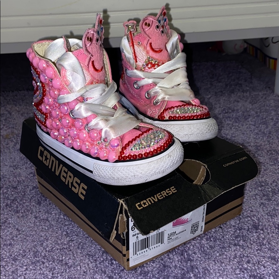 Peppa Pig Custom Make Converse With Swavarski Crystals